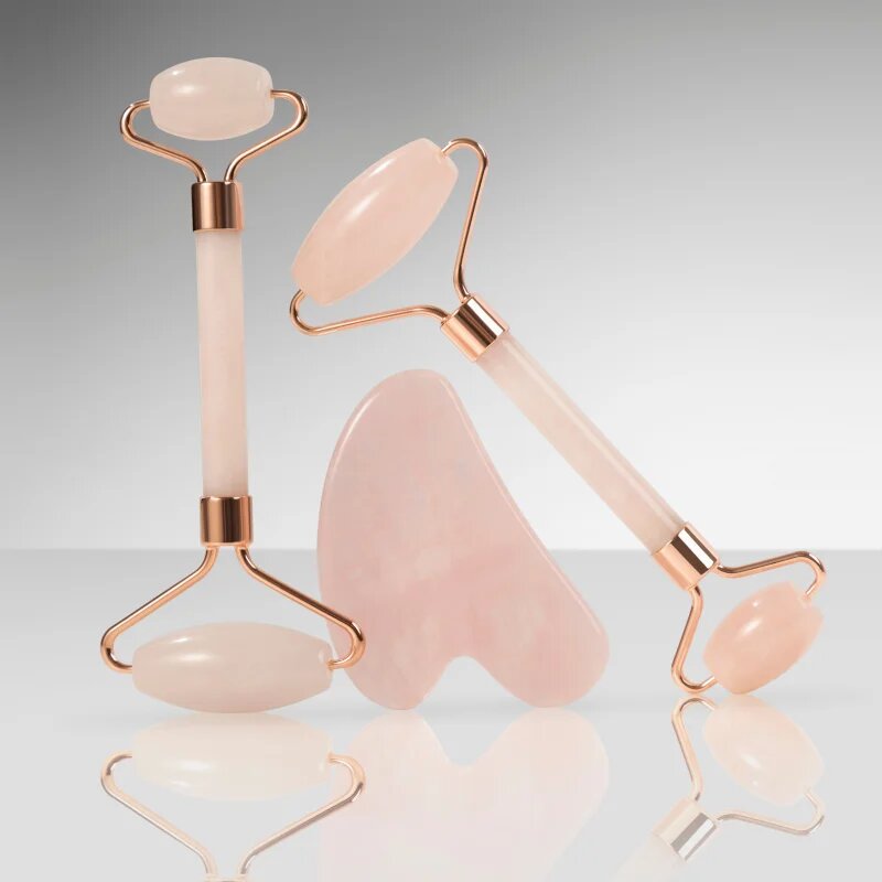 Zoë Ayla Rose Quartz Facial Roller And Gua Sha Tool подаръчен комплект за лице