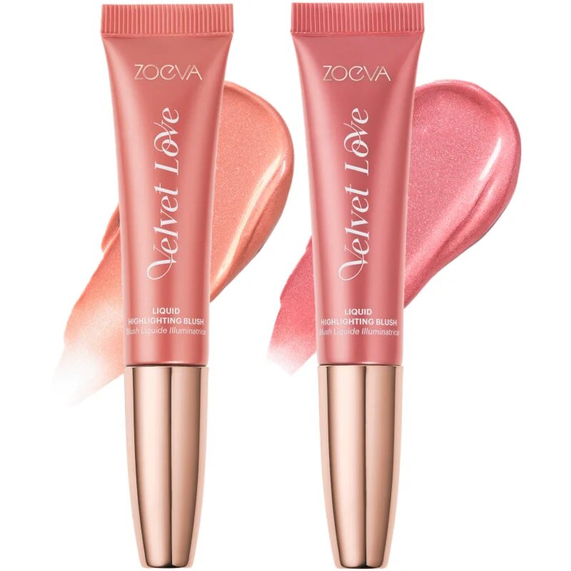 ZOEVA Velvet Love Liquid Highlighting Blush течен руж за озаряване на лицето цвят Peach Nectar 13 мл.