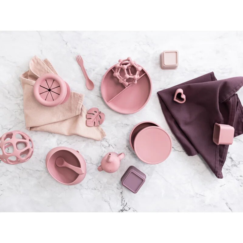 Zopa Silicone Divided Plate разделена чиния с вендуза Old Pink 1 бр.