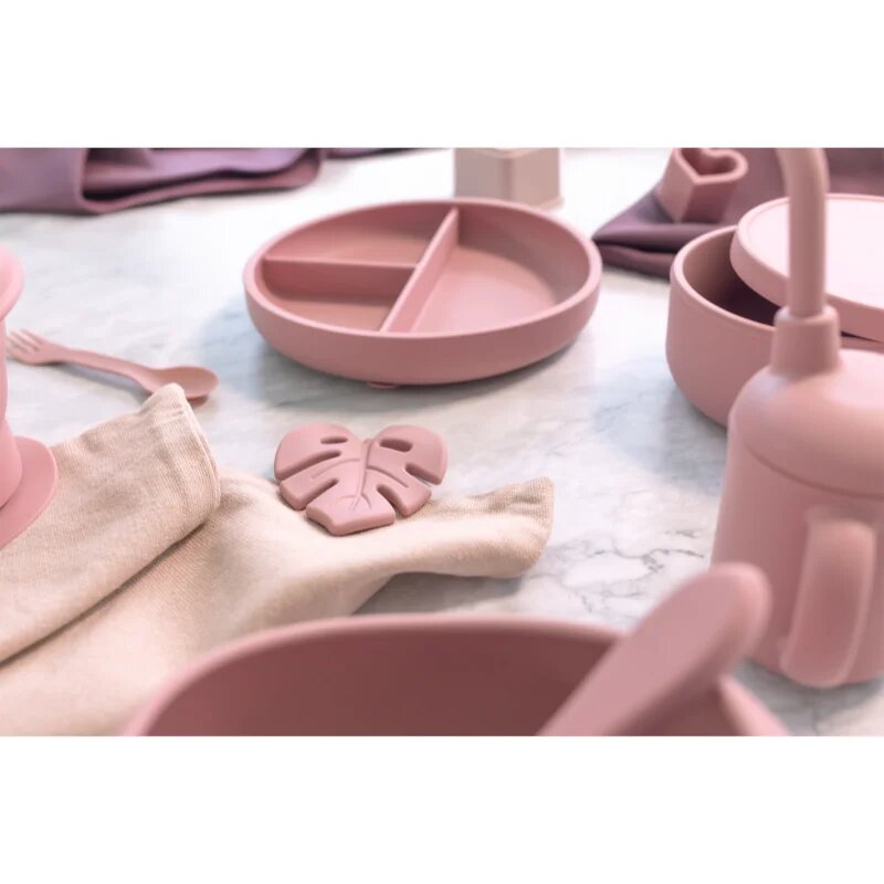 Zopa Silicone Divided Plate разделена чиния с вендуза Old Pink 1 бр.