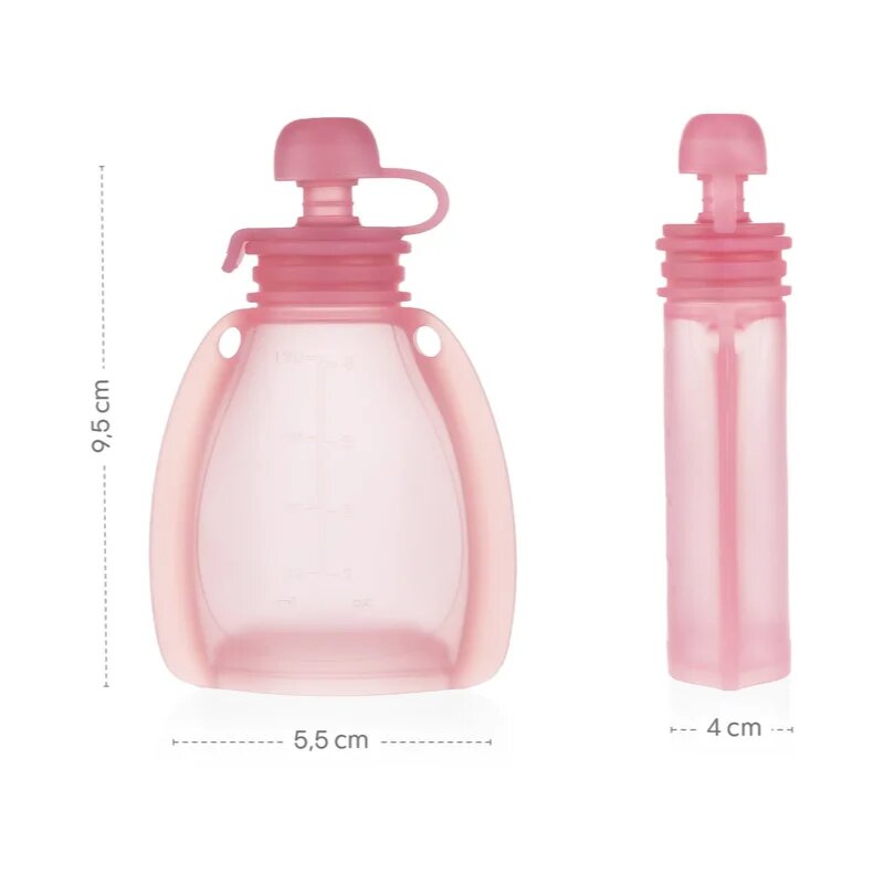 Zopa Silicone Refillable Baby Food Pouch детски храни в пауч опаковка 0 m+ Transparent Grey 120 мл.