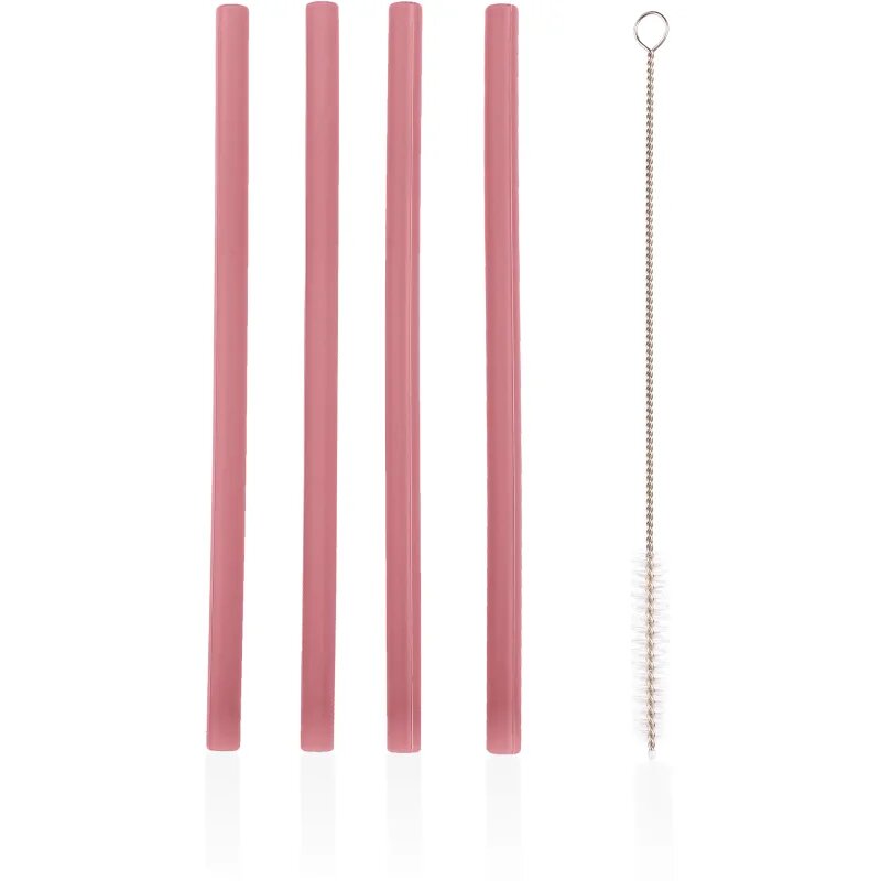 Zopa Silicone Straw силиконова сламка + четка за коса 6 m+ Old Pink 4 бр.
