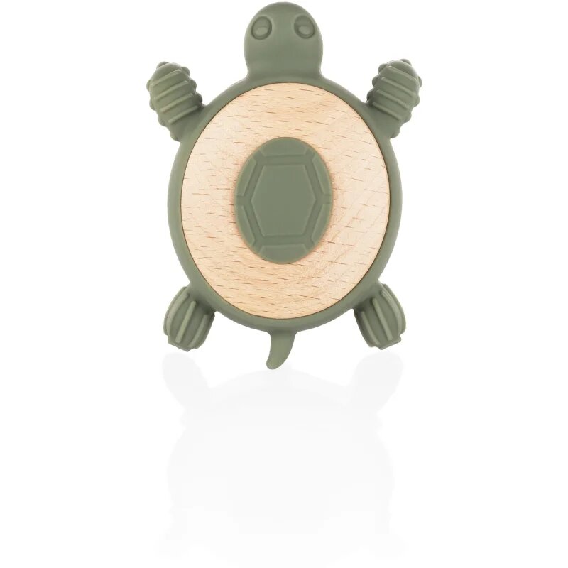 Zopa Silicone Wooden Teether Turtle гризалка 0 m+ Forest Green 1 бр.