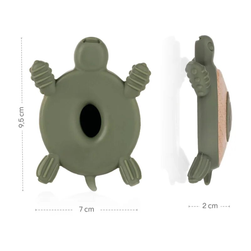 Zopa Silicone Wooden Teether Turtle гризалка 0 m+ Forest Green 1 бр.